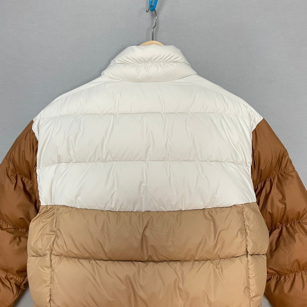 Columbia Pike Lake II Cropped Insulated Jacket Omni-Heat Puffer Coat Brown White - Picture 9 of 16